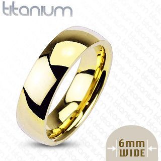 Titanium Traditional Wedding Engagement Band Ring Yellow Gold Plated 