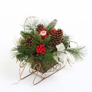 Santas Sleigh Fresh Evergreen Christmas Centerpiece—Buy Now