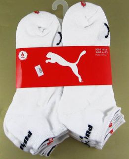 PUMA Mens 6 Pair White Sport Socks Ankle Size 10 13