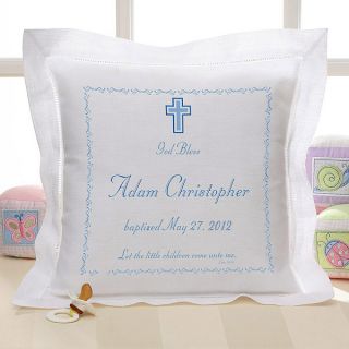 1672   Baptism Day Personalized Baby Pillow   Blue