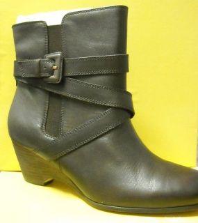 ULLA POPKEN ANTIA strappy LEATHER ankle BOOTS 11w wide width BROWN
