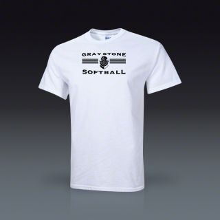 Gray Stone Softball T Shirt   White  SOCCER