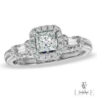 Vera Wang LOVE Collection 1 CT. T.W. Princess Cut and Baguette Diamond 