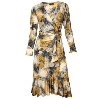 Sticky Fingers Cream/Yellow Flora Pixel Wrap Dress