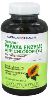 American Health   Chewable Papaya Enzyme with Chloropyll   600 Tablets 
