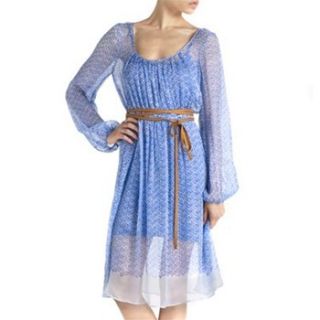 Nougat London Sky Blue Patterned Chiffon Dress