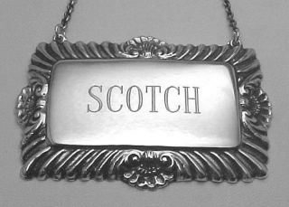 Scotch Liquor Decanter Label / Tag   Sterling Silver