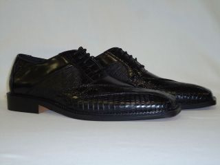 Bolano 6418 000 Mens Oxfords Dress Shoes Exotic Look Black Croco Print