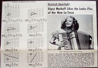 1953 Gipsy Markoff playing La Tosca accordion Bass Patterns vintage ad