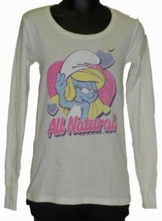 New Authentic Junk Food Smurfette All Natural Juniors Thermal Shirt in 