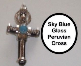 ALPACA SILVER & GLASS BEAD BRACELET   BLUE SKY