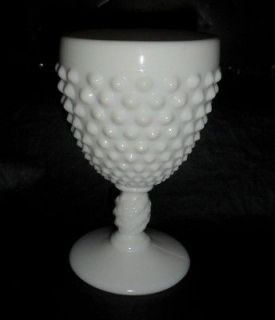 Beautiful White Milk Glass Hobnail Pedestal Goblet Bud Vase 5 1/2