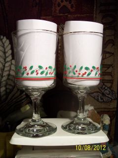 12.Oz Beautiful Arbys Christmas Holly & Barry Water Goblet Glasses