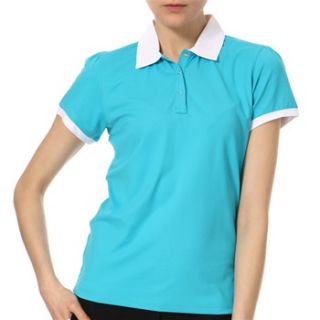 Aquascutum Golf Scuba Blue/White Collar/Cuff Technical Polo Shirt