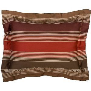 FIELDCREST LUXURY King Pillow Sham Stripes Dark Chocolate Brown Red