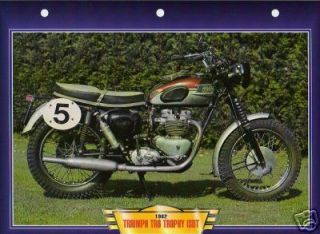 Triumph TR6 TROPHY ISDT 1962 Motorcycle Big Card Photo Classic Vintage 