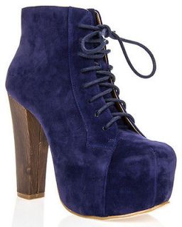 Womens Shoes High Heels Lace Up Platform Ankle Velvet Boots Booties 