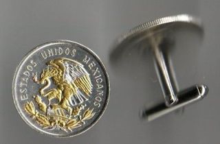 Gold/Silver Coin Cufflinks, Mexican 10 Centavo Eagle