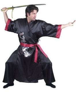 Mens Samurai Japanese Kimono Halloween Costume BLACK