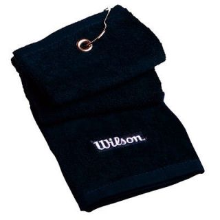 Wilson Golf Tri Fold Towel Black 16 x 25 Cotton New