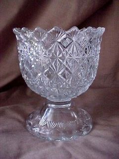 Diamond Patterned Small Pedestal Clear Glass Bowl