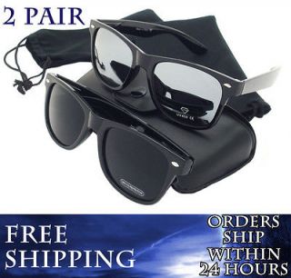 WAYFARER Sunglasses 2 PAIR MIRROR & DARK Lenses BLACK Frames Limited 2 