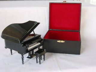 Baby Grand PIANO Music Box MOON RIVER Music Gift Black 4 x 3.5 Brand 