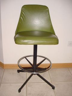   Vintage Retro Modern Mid Century GREEN Bucket Swivel Bar Stool Chair