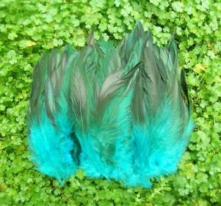 Newly listed Beautiful  natural 100pcs Deep Blue Rooster feathers 6 