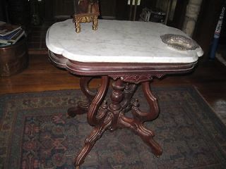 Newly listed Antique Walnut Victoian White Marble Top Table