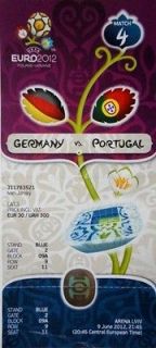 EURO CUP 2012 TICKET GERMANY VS PORTUGAL FLAGS SOCCER MATCH 4 POLAND