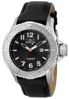 Invicta 4659 Watches,Mens Black Leather Black Dial, Mens Invicta 