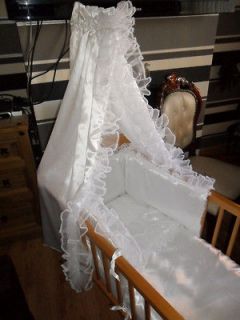 Brand New Personalised White Satin 3pc Crib Bedding Set, Bumper,Quilt 