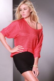 Coral High Low Hem Short Sleeves Sexy Top @ Amiclubwear Top Shirt 