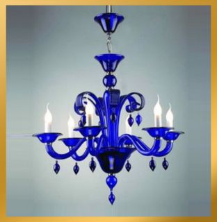 Light   Blue Murano Blown Glass Craft Chandelier Light Pendant Lamp 