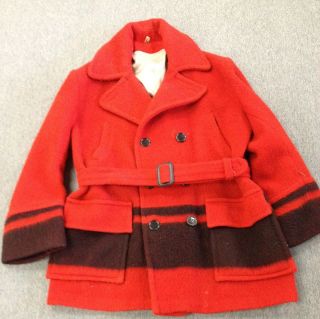 Vintage Hudson Bay HBC Point Blanket 100% Wool Pea Coat Jacket