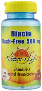 Natures Life   Flush Free Niacin 500 mg.   100 Tablets