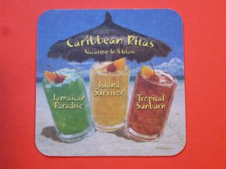   Bar Mat ~ CARIBBEAN RITAS ~ Vacation in a Glass; Margaritas BeerMat