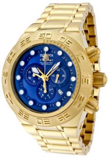 Mens Subaqua Sport Chronograph Blue Dial 18k Gold Plated Stainless 