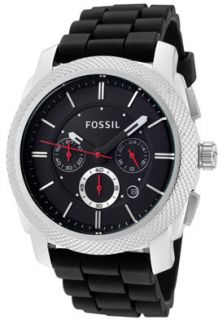 Fossil FS4572 Watches,Mens Machine Chronograph Black Silicon, Mens 