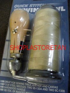 SEWING AWL KIT HAND STITCH SAILS LEATHER CANVAS REPAIR WITH NEEDLES 