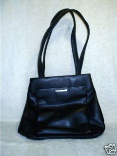 Hillard and Hanson Basic Black Leather Handbag Purse Single Strap EUC