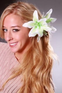 Green Gradient Printed Tropical Flower Hair Clip @ Amiclubwear Girls 