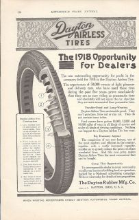 Original 1918 Dayton Rubber CO Ad/ 1918 Airless Tires