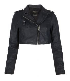 Cropped Escape Biker Jacket, Women, Leather, AllSaints Spitalfields
