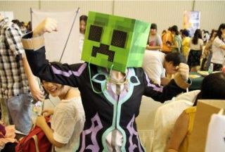 Hot Game 3D Minecraft Creeper Head Cardboard Mask Costume Cosplay Bag 