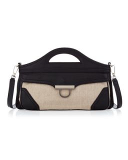 Leather Linen Clutch Bag   