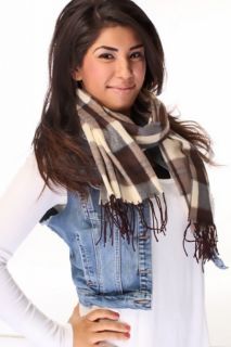 Brown Beige Plaid Polyester Scarf @ Amiclubwear scarf Online Store 