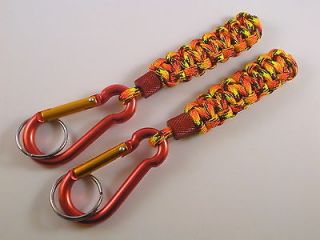 RED CARABINER UNSTRIPPED FIREBALL PARACORD LANYARDS RED BEAD KEY 