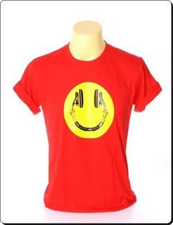 New Indie Rock Graphic Design Smile Headphones Red Men T Shirt Size L 